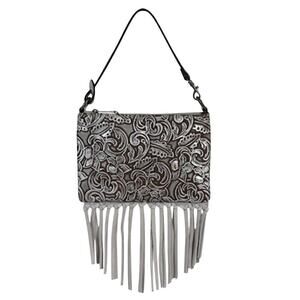 Justin Silver Wash Mini Shoulder Bag Convertible Wristlet Festival Boho Western